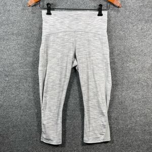 Lululemon Train Times Crop Leggings Women's 6 White High Rise Mesh Activewear